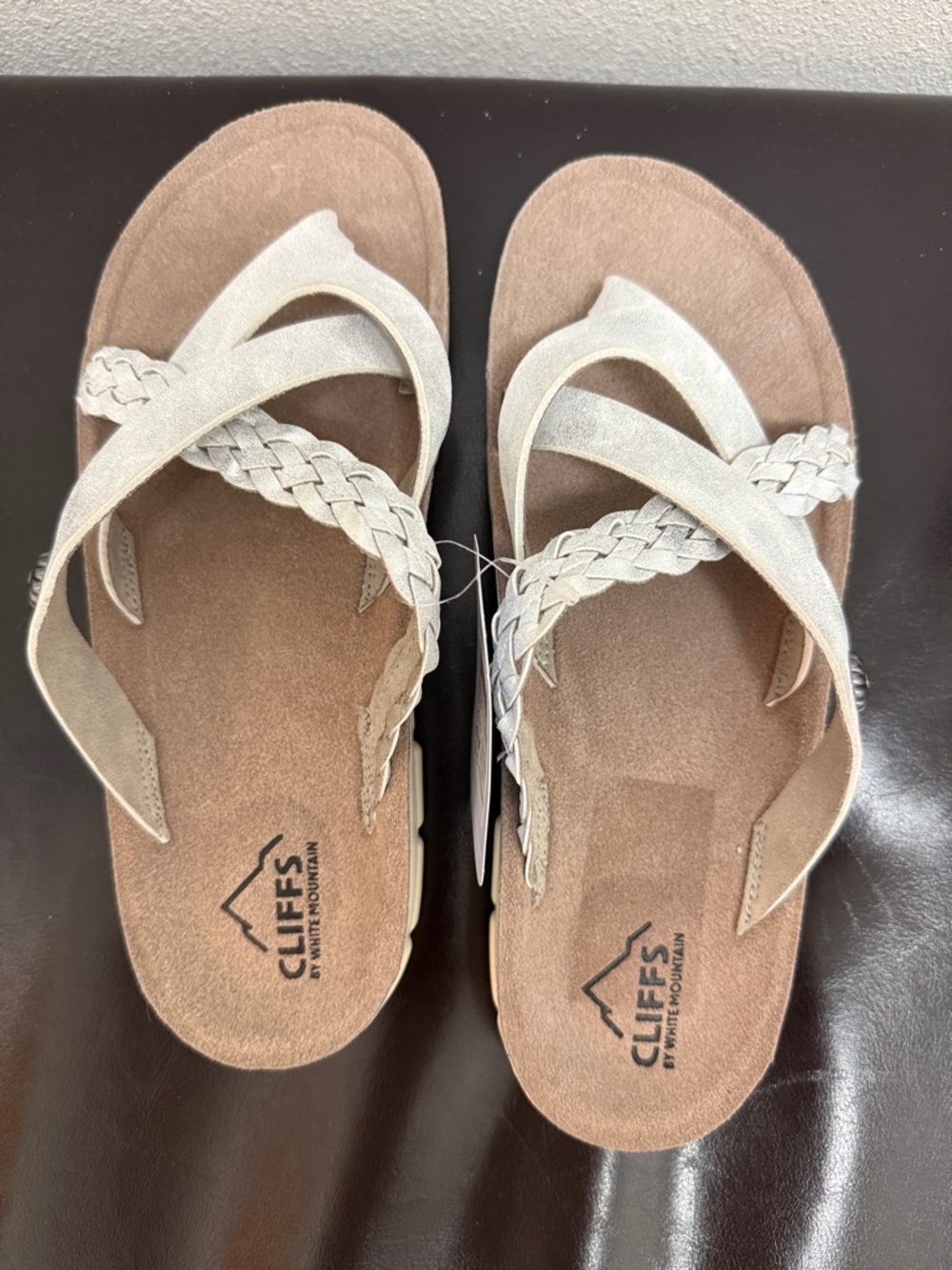 Cliffs by WHITE MOUNTAIN Women's silver Braided Strap Sandals